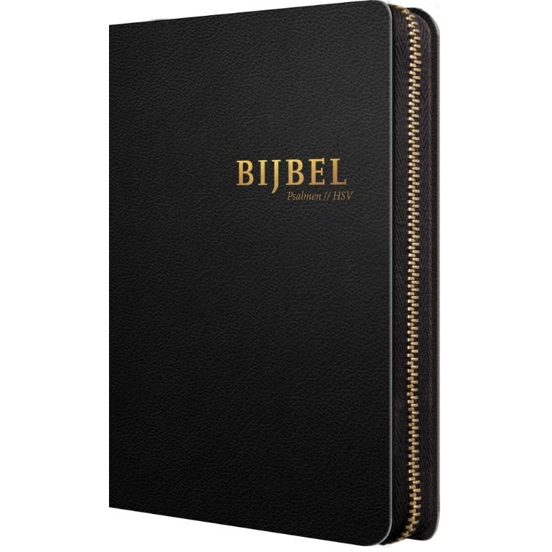 HSV Bijbel met Psalmen - 14x21 luxe leer met rits en index