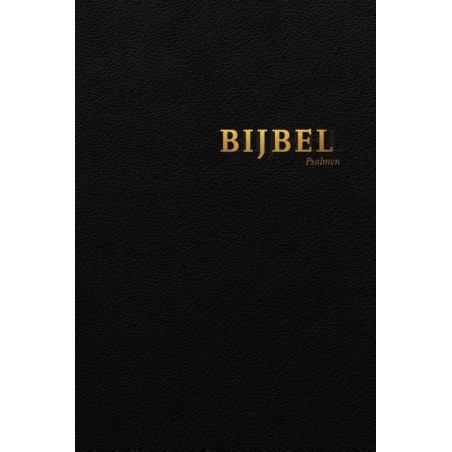 HSV Bijbel met Psalmen - zwart leer met goudsnee, rits en duimgrepen 12x18 cm